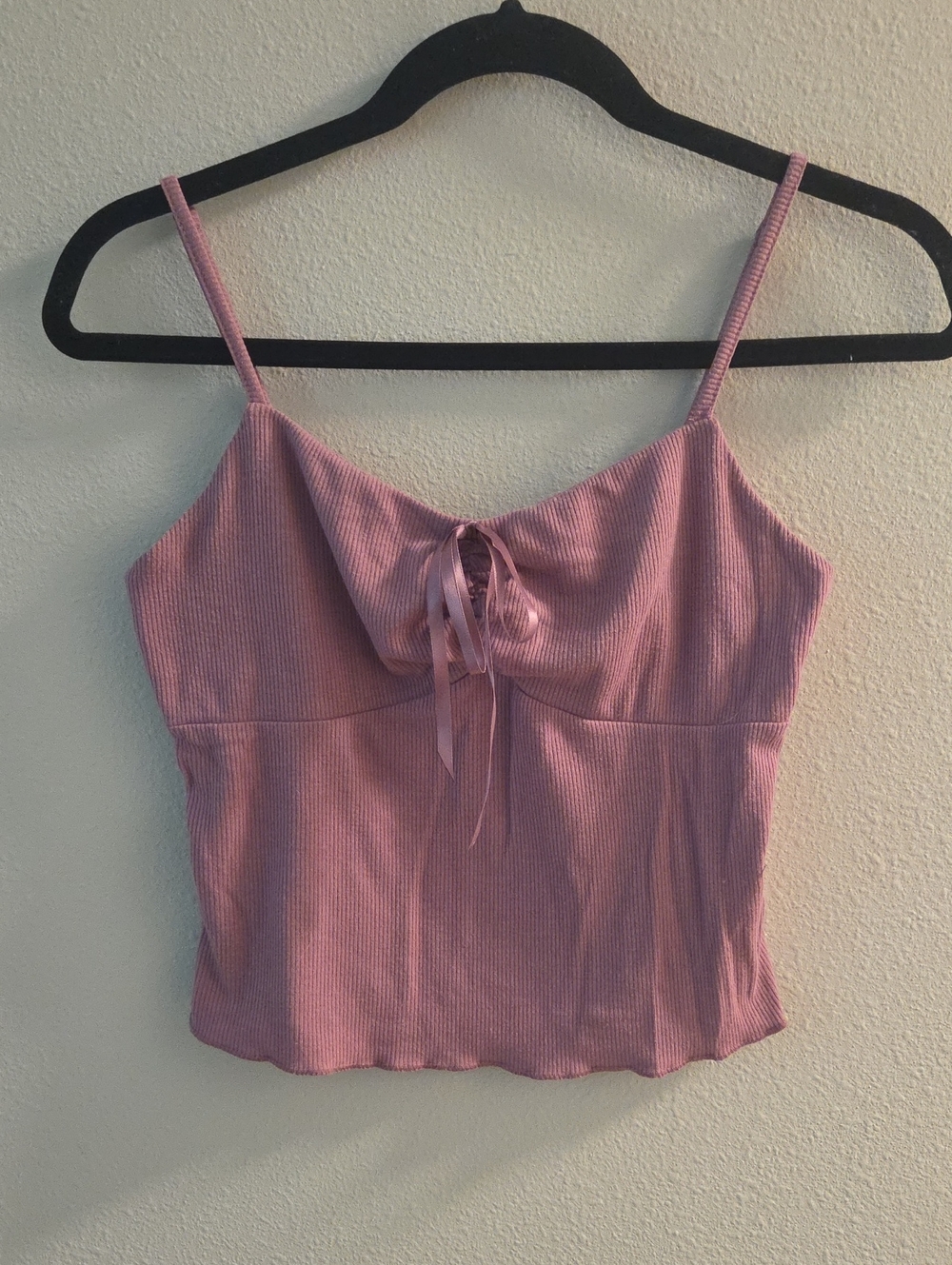 Rewind Dusty Pink Ribbed Tie-Front Cami